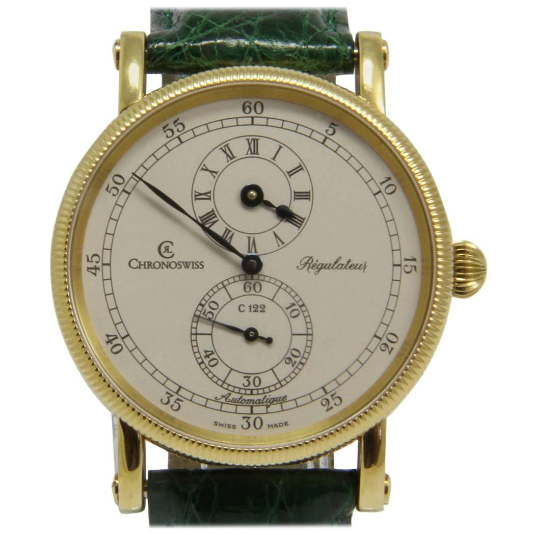 Chronoswiss Regulateur Yellow Gold Wrist Watch For Sale