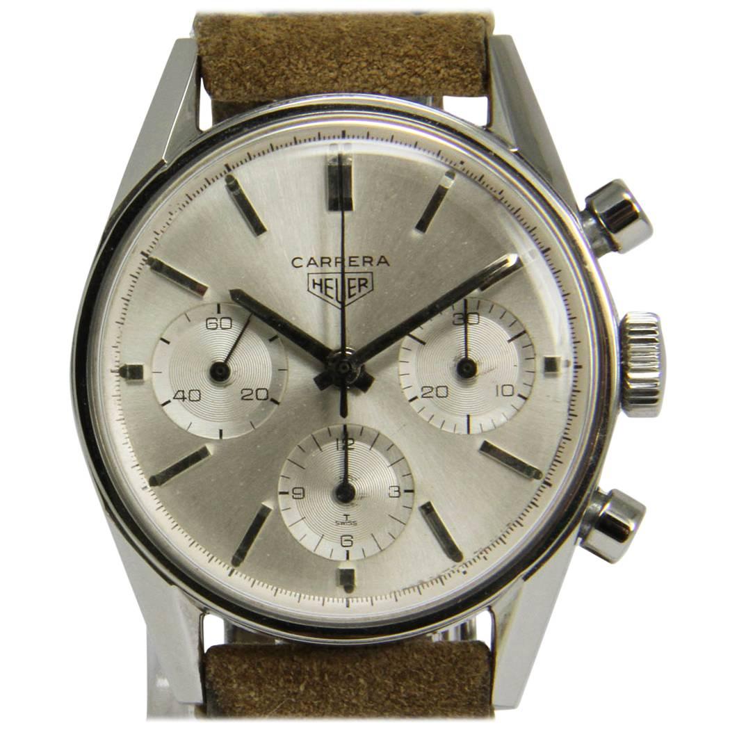 Heuer Carrera Ref. 2447S Steel Wrist Watch For Sale