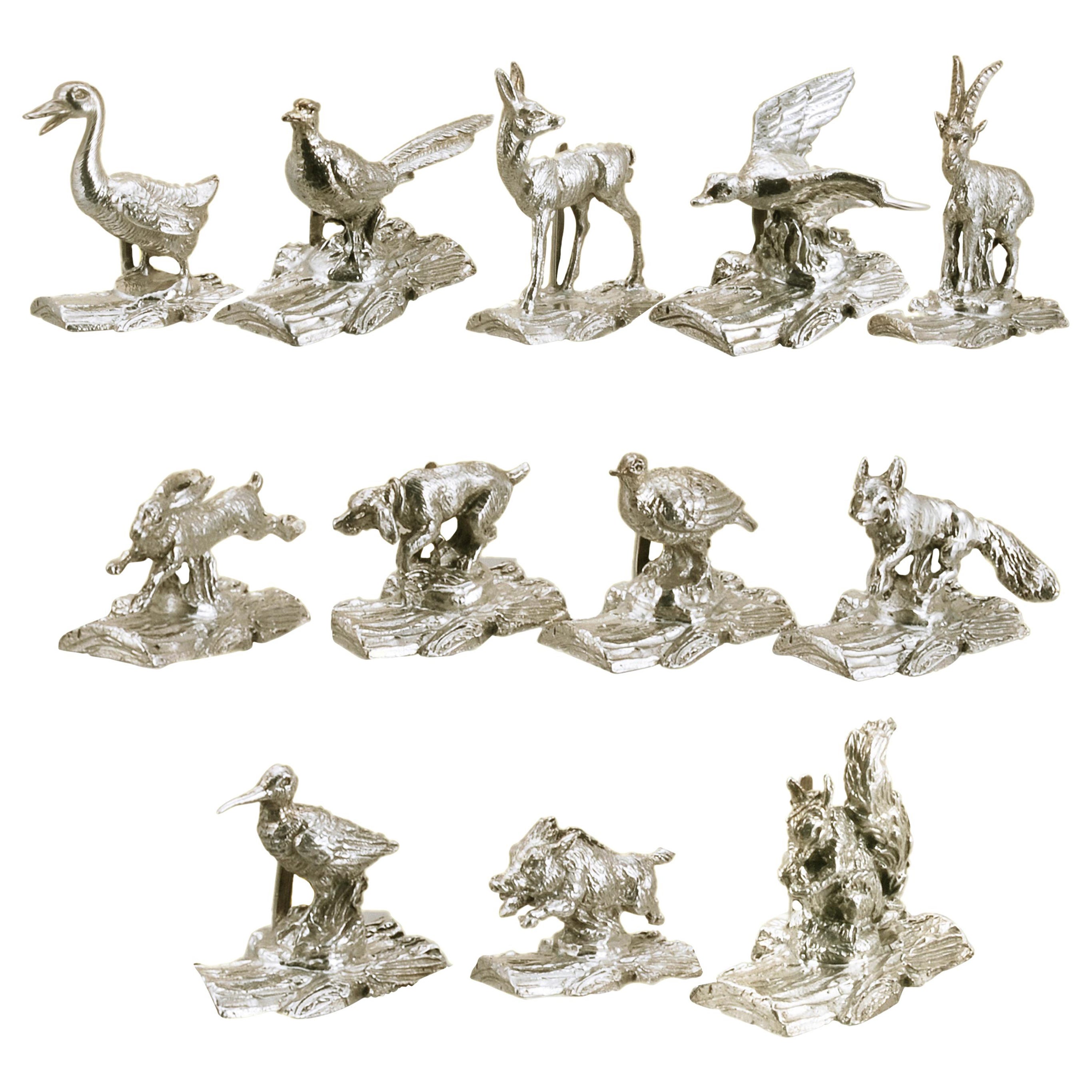 Set of 12 Placeholder-Animals in Sterling Silver