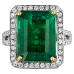 12,12 Karat sambischer Smaragd-Diamantring