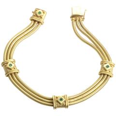 Retro SeidenGang Yellow Gold Emerald Bracelet