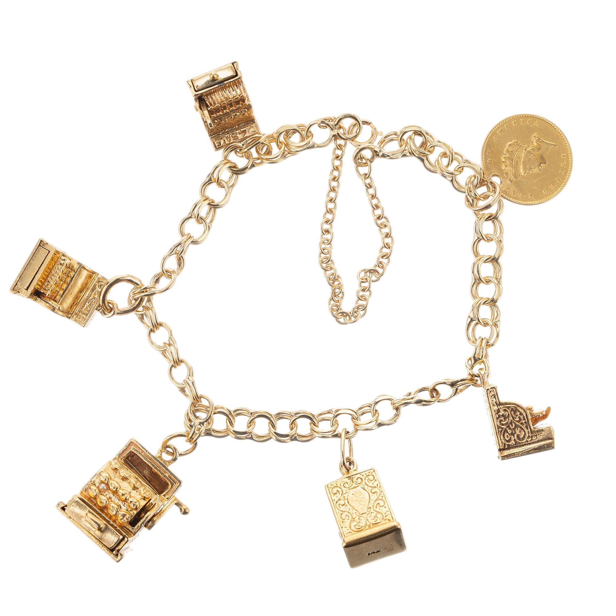 Gold Charm Bracelet at 1stDibs