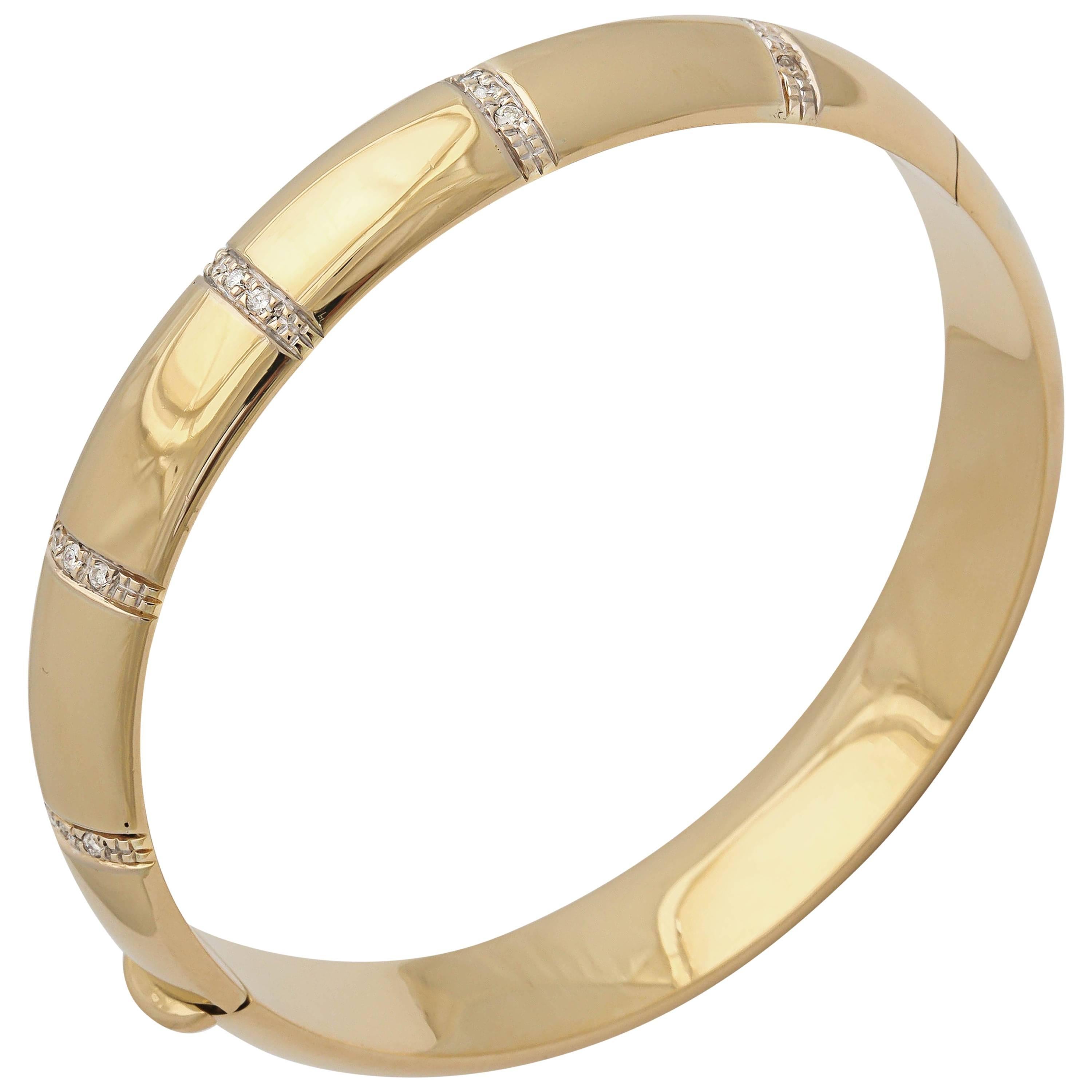 Diamond Gold Bangle Bracelet For Sale