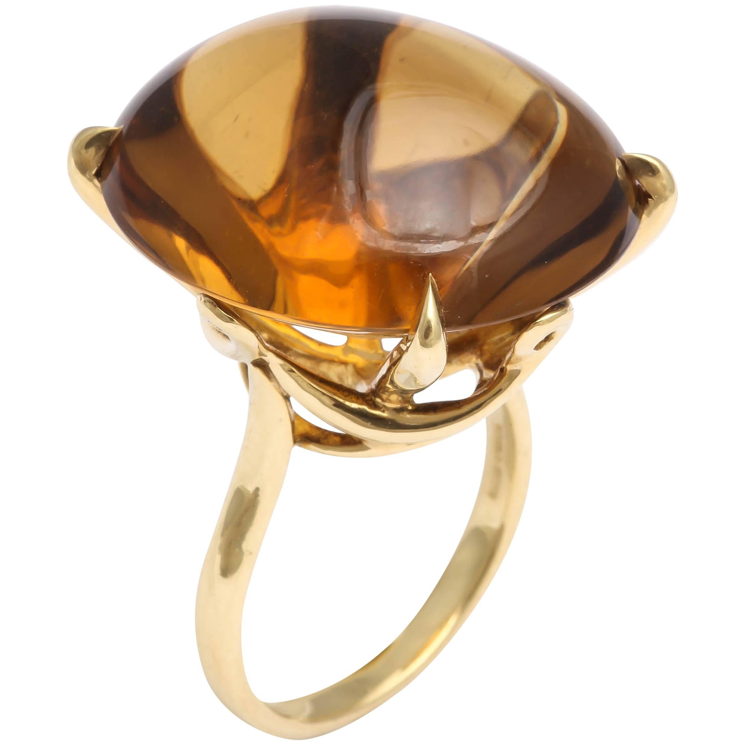 Faraone Mennella citrine gold ring For Sale