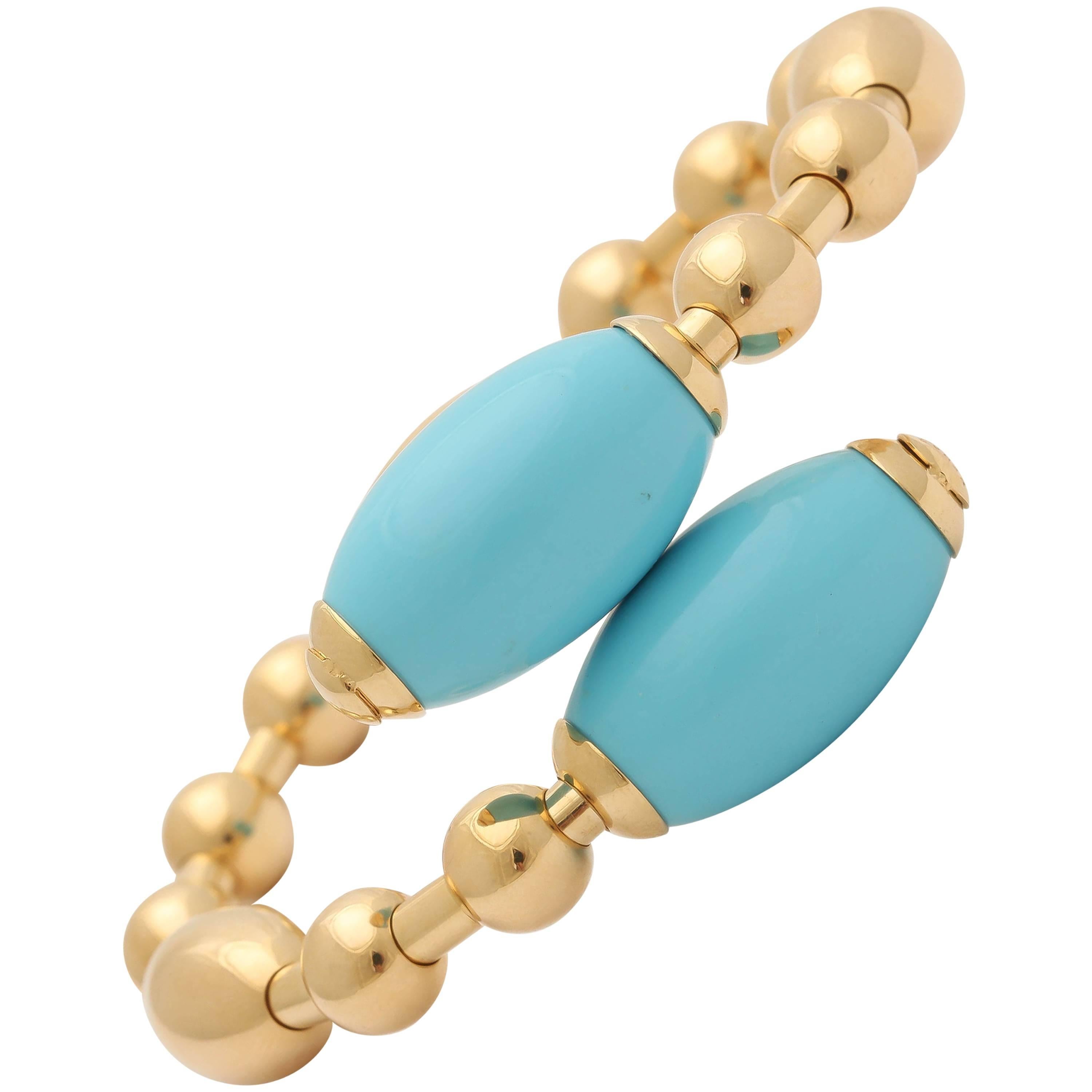 Faraone Mennella Turquoise Gold Tuka Tuka Bracelet For Sale
