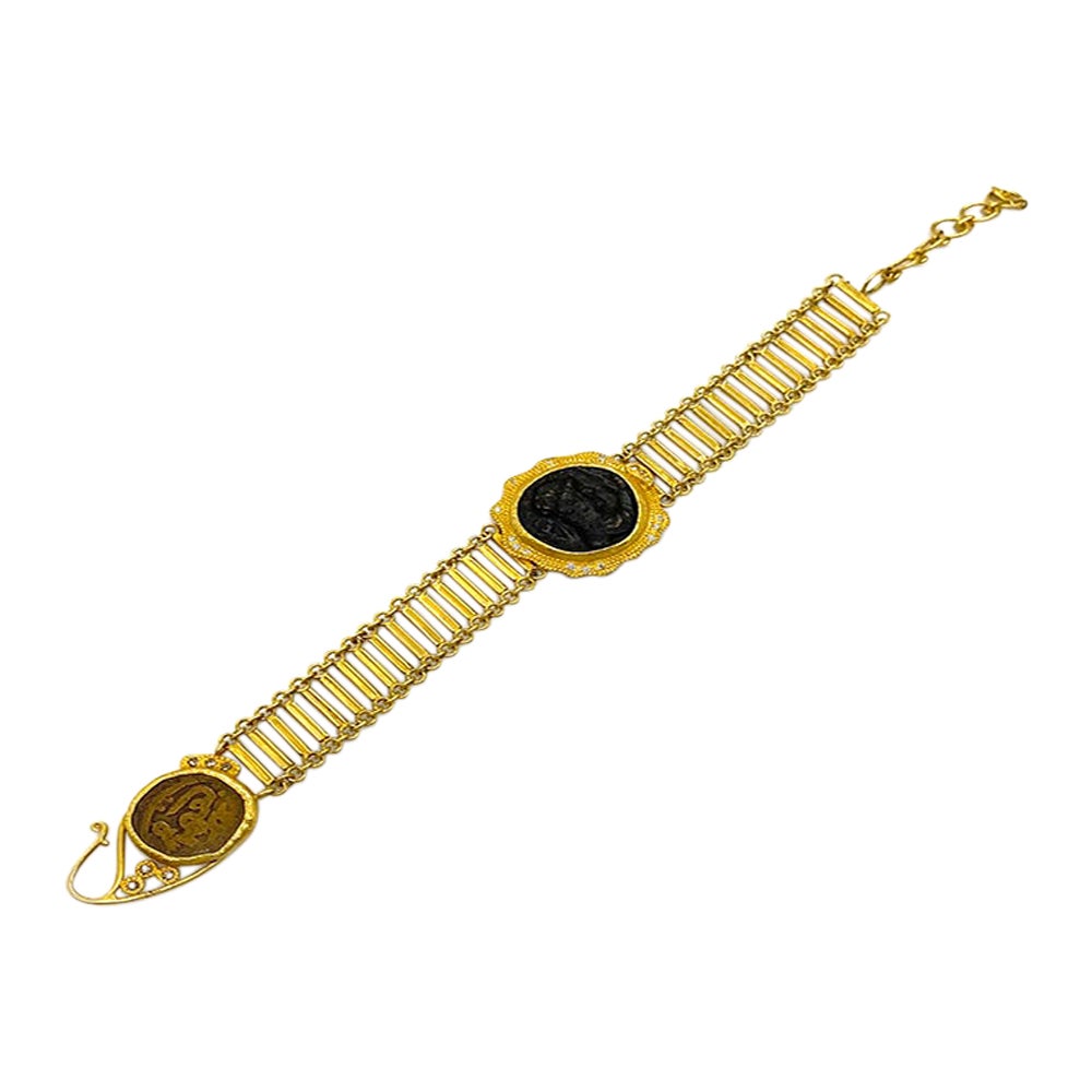 18 Karat Yellow Gold Charm Mexican Coin Bracelet at 1stDibs mexican