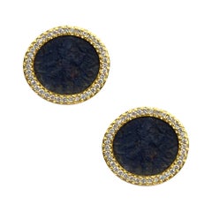 Kushan Coin Stud Earrings with Yellow Gold and Diamonds