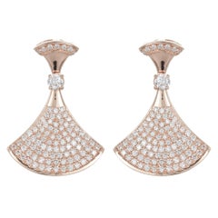 Geometric Round Brilliant Diamond Fashion Dangle Earrings 14K Rose Gold