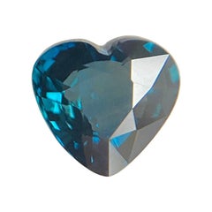 2.09 Carat Deep Blue Green Sapphire Heart Cut Loose Natural Gem