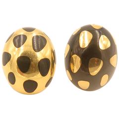 Tiffany & Co. Black Jade Gold Earrings