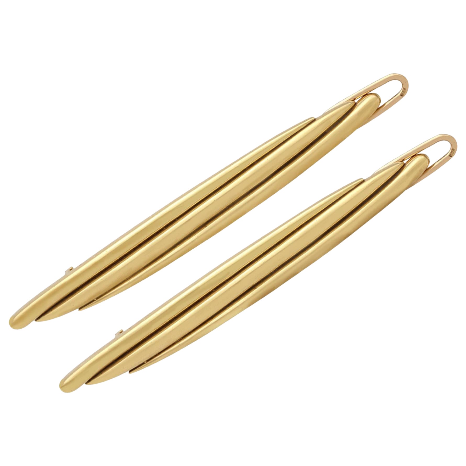 Cartier Vintage 18k Yellow Gold Hair Clips