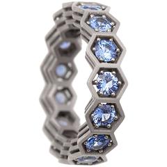 Blue Sapphire Gold Eternity Ring
