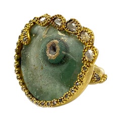 Ancient Cocktail Ring with 22.55 Carat Antique Roman Glass