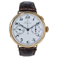 Longines Yellow Gold Enamel Dial Military Chronograph Manual Watch from 1933
