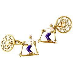 Enamel skier and snowflake cufflinks 9