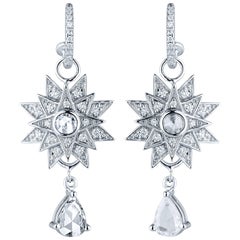 Jade Jagger Star Burst White Diamond Dangle Earrings