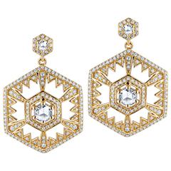 Jade Jagger Connect Hexagonal Diamond Earrings