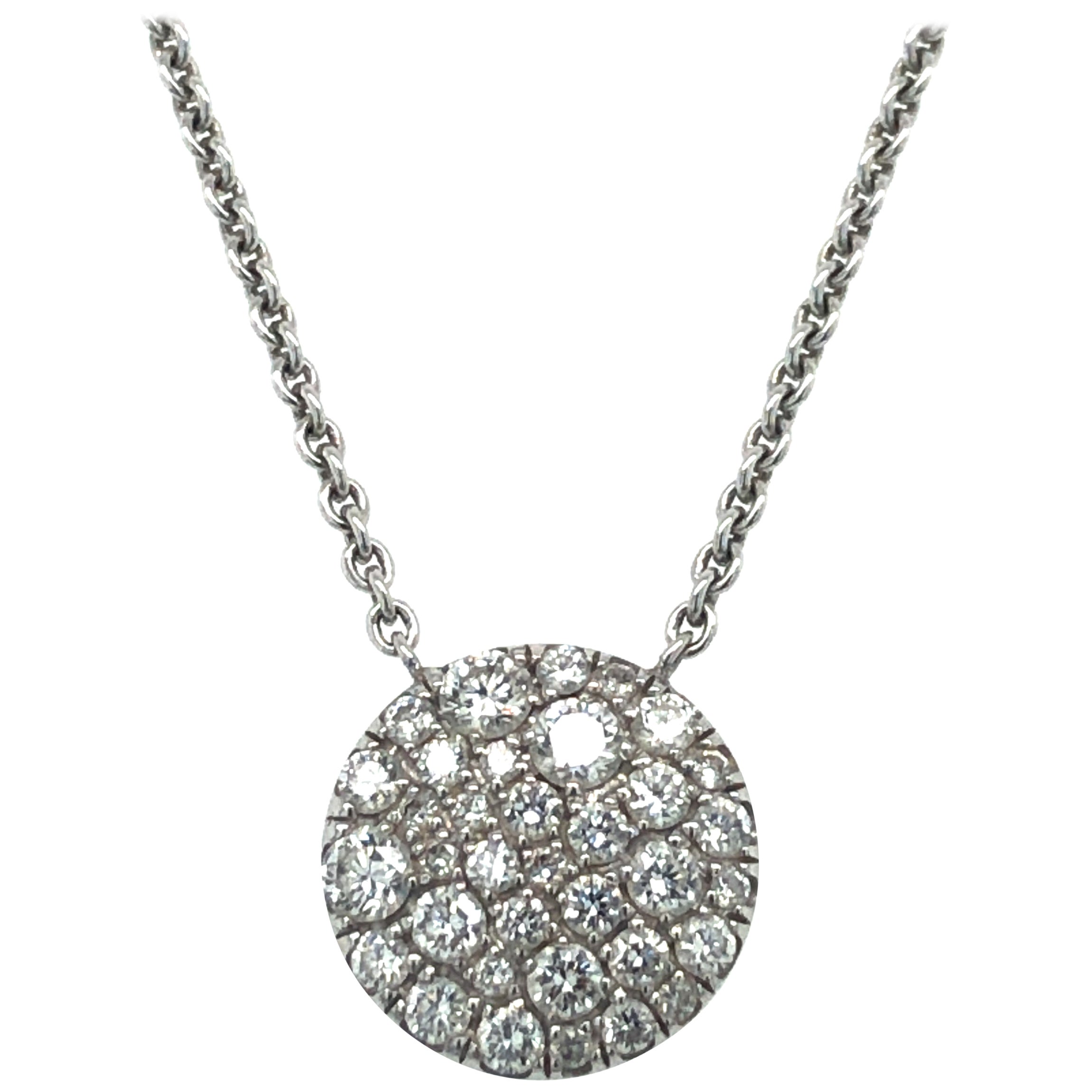 Tiffany and Co. 18 Karat Gold Metro ThreeRow Diamond Circle Pendant