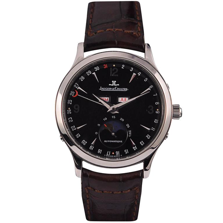 JaegerLecoultre Stainless Steel annual calendar wristwatch For Sale at