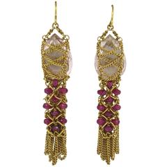 Anthony Nak Gemstone Gold Drop Earrings