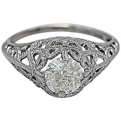 Art Deco 1.00 carat Diamond Gold Engagement Ring