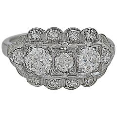 art deco Diamond platinum engagement Ring