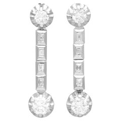 1950s 2.40 Carat Diamond and Platinum Drop Earrings