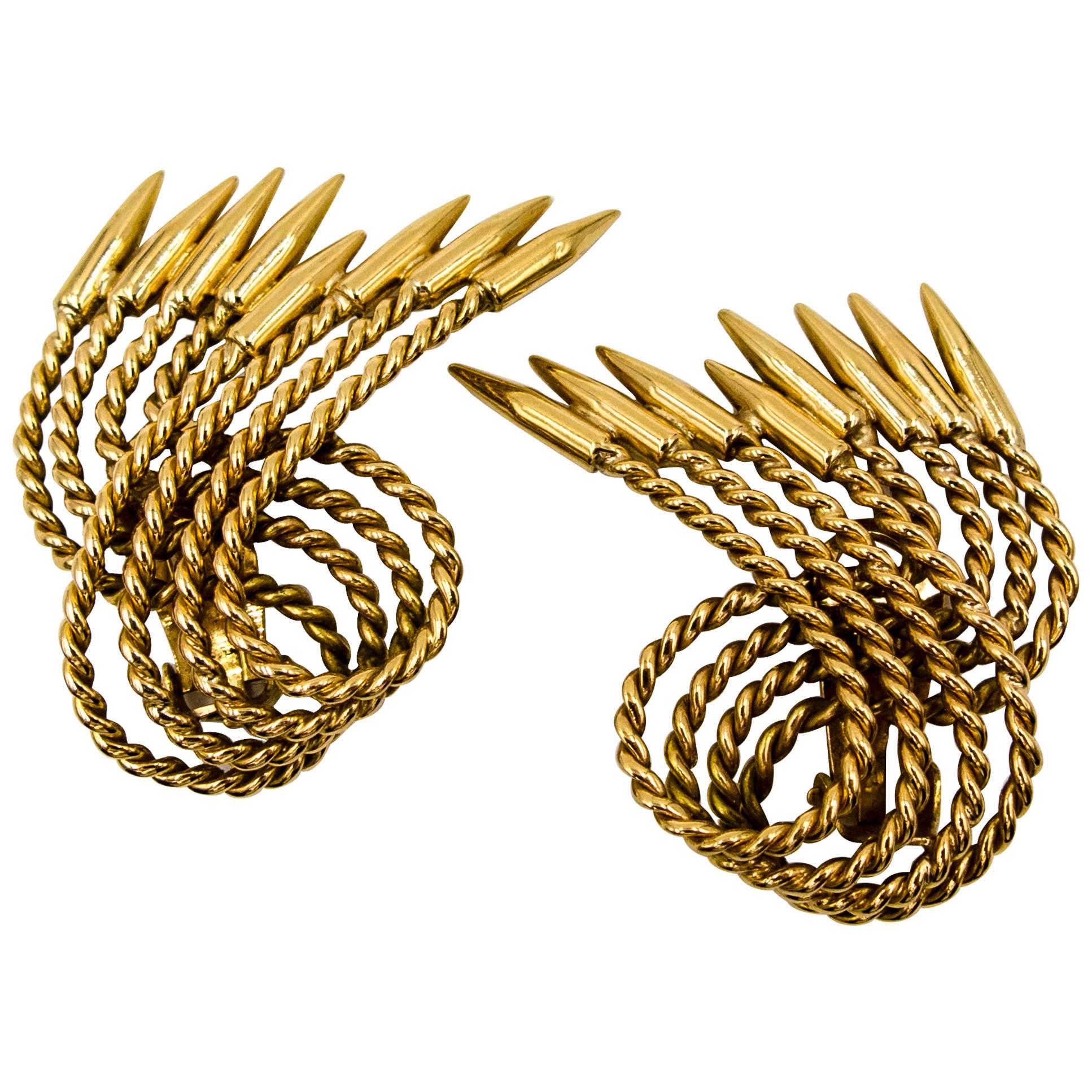 Chic Rose Gold Rope Motif Swirl Earclips