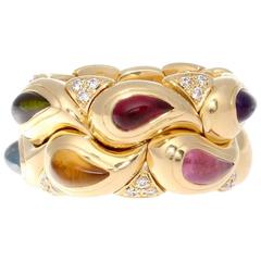 Chopard Multicolored Gemstone Diamond Gold Ring