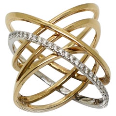 Georgios Collections Bague à anneau bicolore en or rose et blanc 18 carats avec diamants