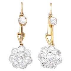Antichi orecchini a goccia in oro e platino con diamante da 2,75 carati, circa 1910