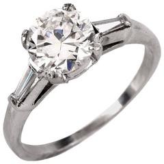 1.63 Carat GIA Cert Round Diamond Platinum Engagement Ring