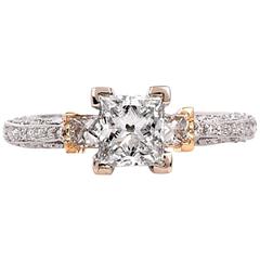 GIA Certified 1.01 carat Diamond Gold Engagement Ring