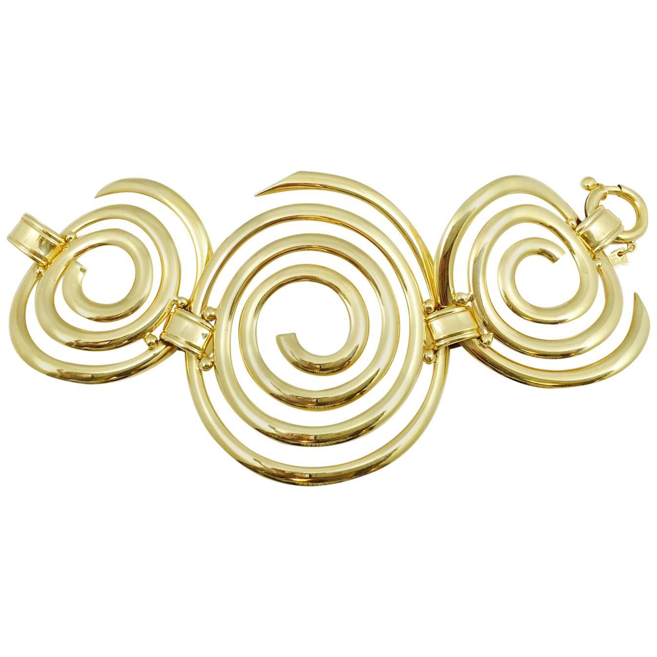 Contemporary Gold Swirls Bracelet