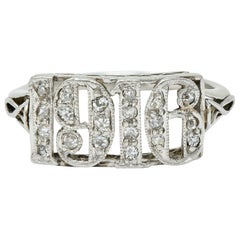 Edwardian Diamond Platinum 1916 Date Ring