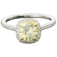 Fancy Light Yellow Canary Diamond gold platinum Halo Ring