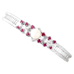 Vintage Pearl and Ruby White Gold Bracelet