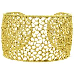 Impressive Buccellati Filidoro Wide Gold Cuff Bracelet 
