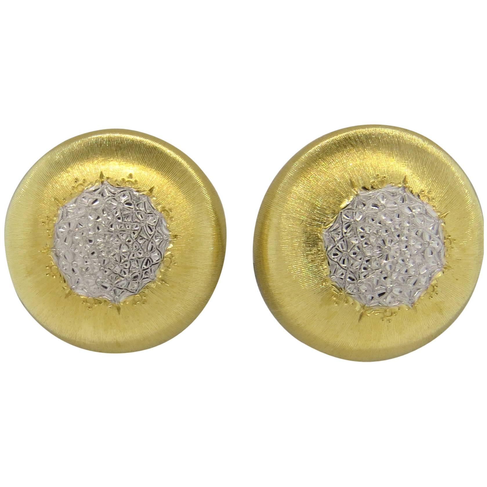 Buccellati Geminato two color Gold Earrings 