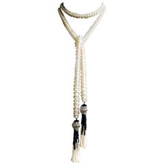 Marina J pearl quartz silver 57 inch long sautoir necklace