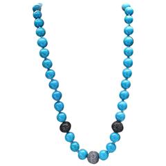 Charming Turquoise Necklace with Diamond Beads 7