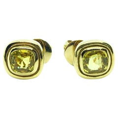 Yellow Sapphire Earrings Set in 18 Karat Gold Settings