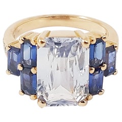 Certified Unheated 4 cts Sapphire, Blue Sapphire, Diamond Ring in 18K Rose Gold 