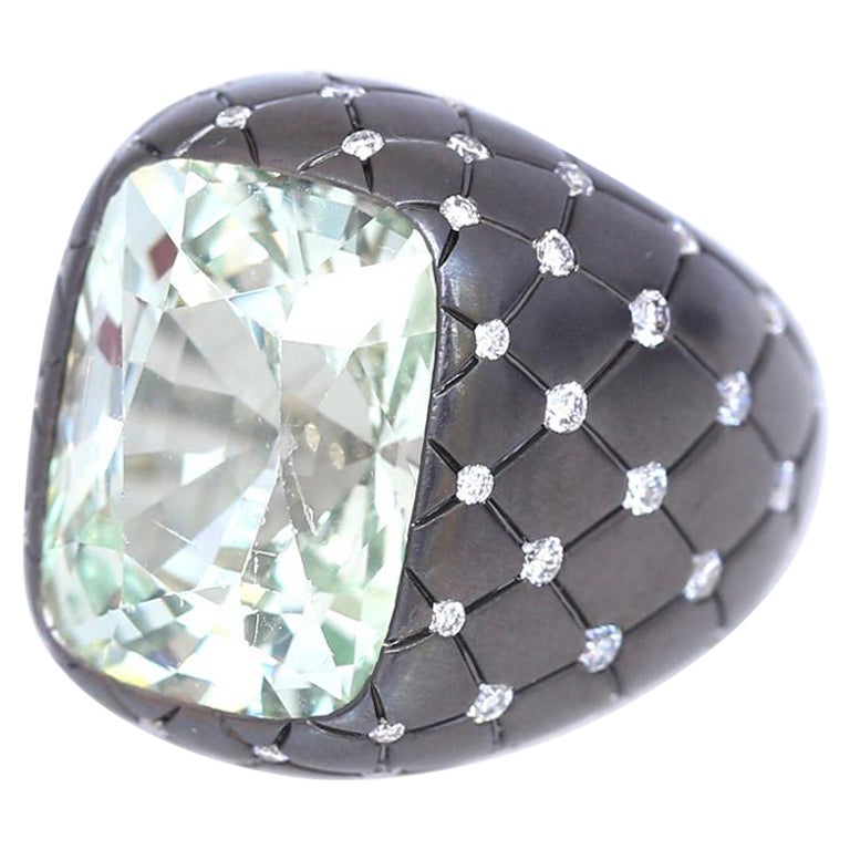 16.9 Carat Chrysoberyl Diamond Gold Ring, 1990 For Sale