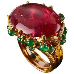 Veschetti Rubelite emerald ring