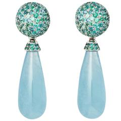 Colleen B. Rosenblat aquamarine and paraiba tourmaline gold earrings 7