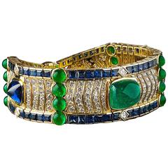 Veschetti Emerald sapphire diamond bracelet