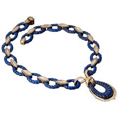 Veschetti Lapis Lazuli diamond necklace