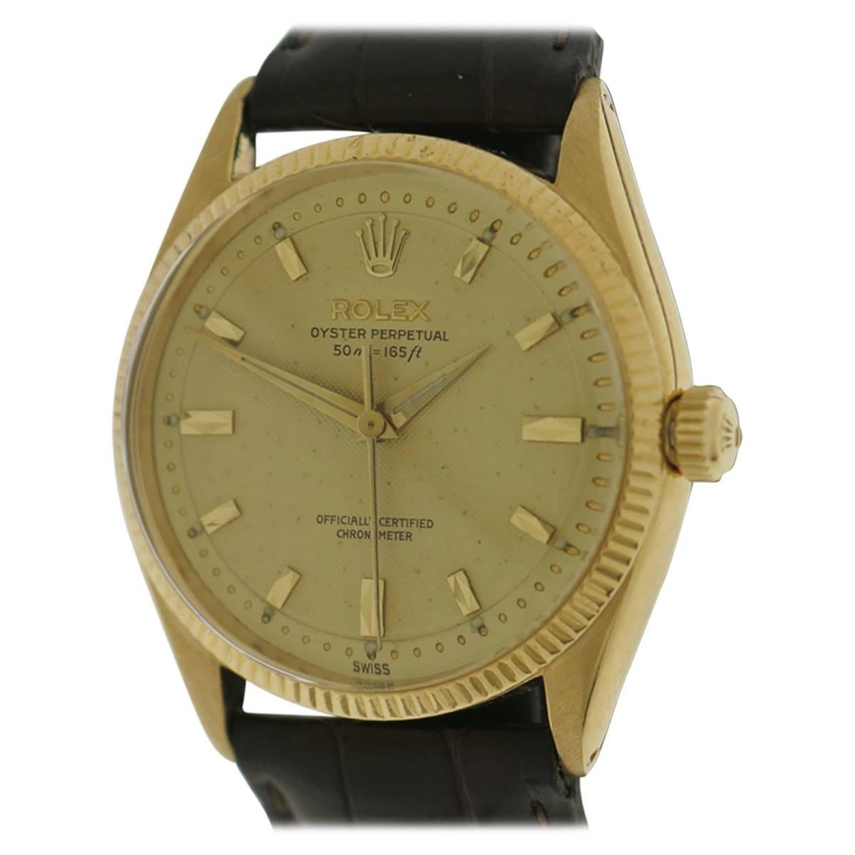 Rolex Yellow Gold Oyster Perpetual Deep Wristwatch Ref 6567 For Sale
