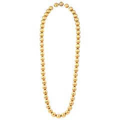 1980s Gold 14mm Beads Necklace